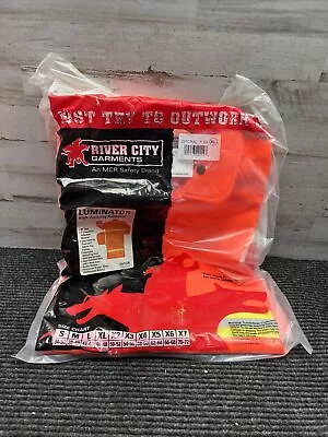 River City 201CRXL Luminator High Visibility Orange Rain Coat w/ Detach Hood XL - Image 1 of 4