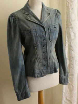 Ralph Lauren Sz 10 M L Romantic Light-Wash Chic French Denim Jean Blazer Jacket - Image 1 of 4