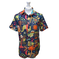 Multicoloured Hawaiian Print Short Sleeve Beach Hawaiian Shirt UK Men's S