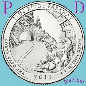 2015 P&D BLUE RIDGE PARKWAY (NC) ZWEIVIERTEL SET AUS POSTFRISCHEN ROLLEN BANKFRISCH - Bild 1 von 3