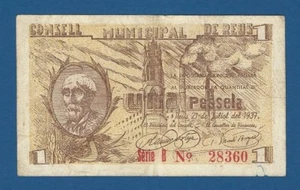 CONSELL MUNICIPAL DE REUS -- 1 PESETA JULIO ( 1937 ) -- MBC -- 2ª EMISION . - Bild 1 von 2
