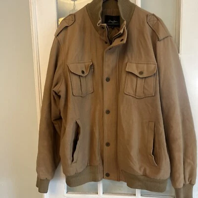 Chaqueta de bombardero Sean John para hombre mezcla de lana talla XXL, tostada, totalmente forrada leer Foto 1 de 4