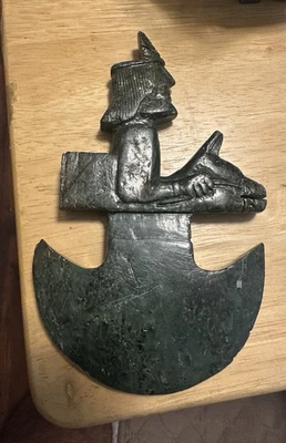 "Vintage Old Rare Handmade Half Moon Shape Battle Axe Head Olmec Culture - Image 1 of 4