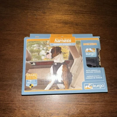 Arnés inteligente Kurgo Tru-Fit fuerza mejorada para perro mediano probado contra choques negro  Foto 1 de 4