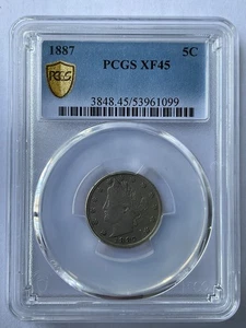 1887 Liberty Head V Nickel 5C PCGS XF45 53961099 - Bild 1 von 2