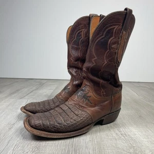 Lucchese Herren 9.5D Hellbraun Sattel Kaimanschwanz Breite Eckige Zehe Exotisch Cowboystiefel W - Bild 1 von 18