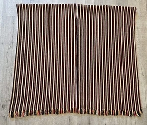MCM BOHO Hippie 60er Handstrick Poncho Handmade Pullover Fransen Orange & Schwarz - Bild 1 von 3