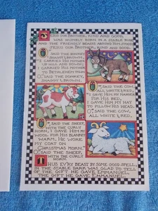 Weihnachtskarte Maria Engelbreit "Sagte der Esel, Kuh, Schaf Geschenk gab er Emmanuel" - Bild 1 von 4
