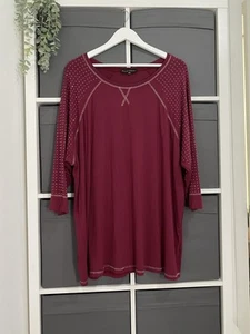 Frank Usher Tunic Top Size L XL UK 18/20 Jersey Embellished 3/4 Sleeve Lagenlook - Picture 1 of 6
