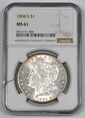 1894-S Morgan Silver Dollar $1 NGC MS61  San Francisco Mint - Image 1 of 2