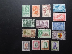 MALAYSIA / 1955 SARAWAK QE11 FULL SET VERY FINE USED LOVELY LOT - Bild 1 von 2