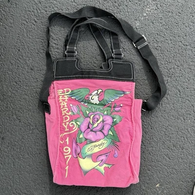 Vintage Don Ed Hardy Satchel Flower Eagle Handbag Tote Purse Y2K - Image 1 of 4
