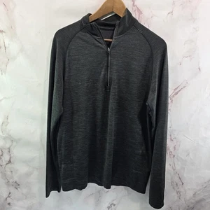 Lululemon Shirt Mens Small Black Long Sleeve Quarter Zip Heathered Running  - Picture 1 of 9
