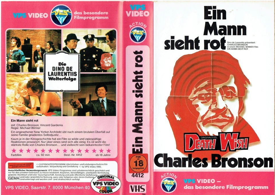 (FSK 18) VHS Videokassette - Ein Mann sieht rot - Charles Bronson -uncut Version - Bild 1 von 3