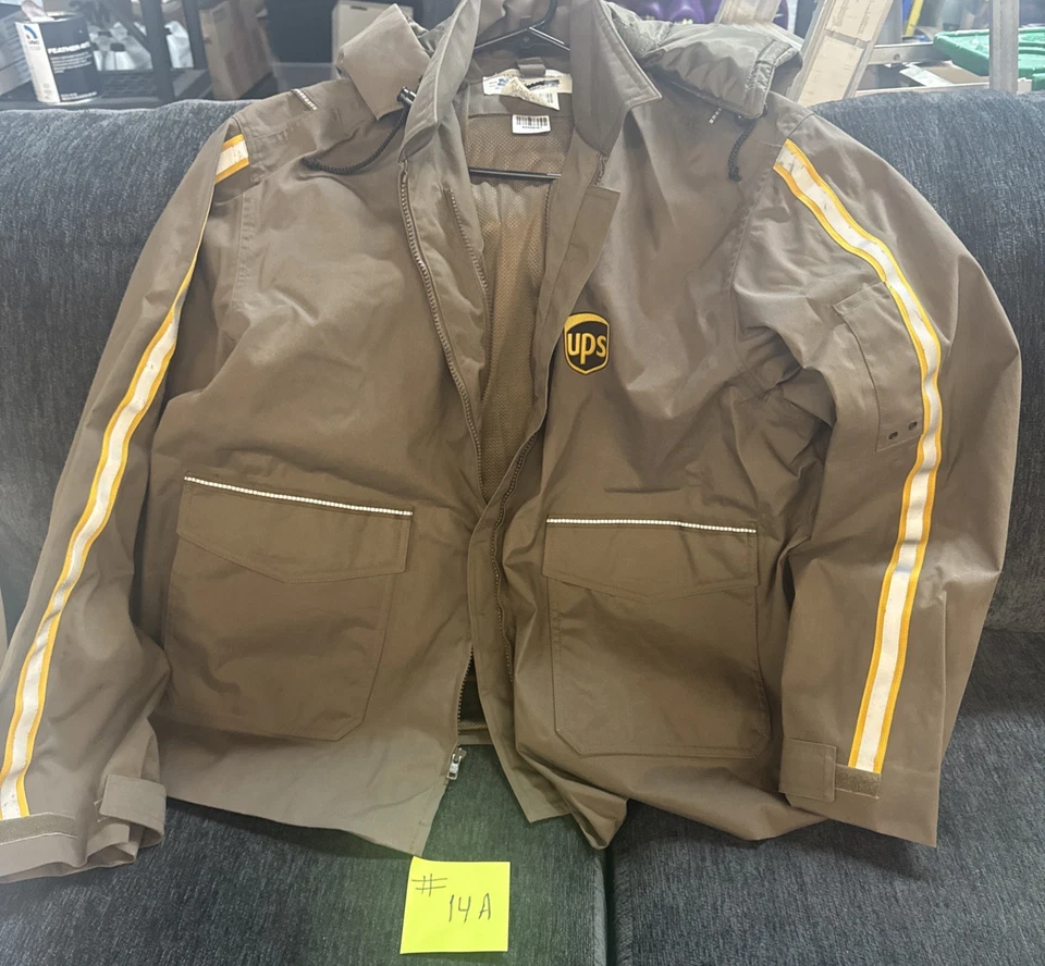 Vintage UPS Windbreaker Jacket Mesh Lined XL GA Rivers Reflective Sleeves #1836 - Image 1 of 4