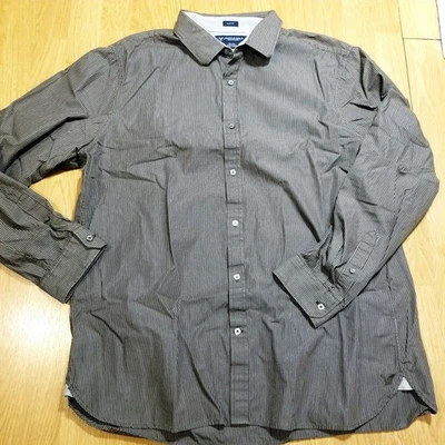 American Eagle Outfitters Brown Striped Men's Slim Fit Buttoned Down Shirt XXL  - Image 1 of 4