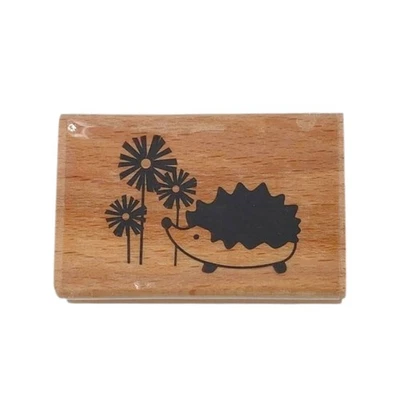 Sello de goma montado en madera Hampton Art Janet Dunn flores de erizo Foto 1 de 4