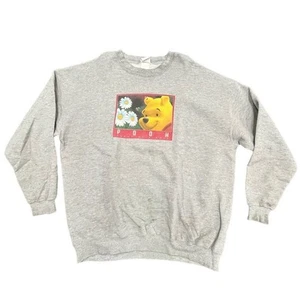 90s Winnie the Pooh Gray XL Sweatshirt Crew Neck Unisex - Picture 1 of 5