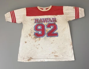 Camiseta estilo camiseta de fútbol vintage de Hawaii blanca roja manchada camiseta l - Imagen 1 de 17