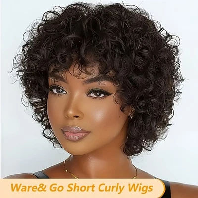 Short Kinky Curly Afro Wigs for Black Women Brazilian Artificial Hair Natural - Image 1 of 4