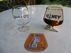 LOT DE 3 OBJETS PUBLICITAIRES POUR LA BIERE BELGE CINEY DONT VERRE ANCIEN - Imagen 1 de 8