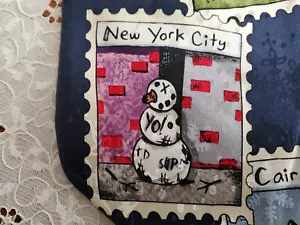 American Greetings England New York City Cairo Silk Tie Green Blue Novelty - Picture 1 of 6
