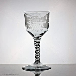 Georgian vine engraved double series opaque twist goblet - Picture 1 of 7