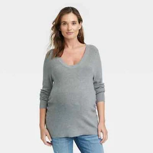 Isabel Maternity by Ingrid & Isabel Lightweight Sweater Gray Size Small - Picture 1 of 6
