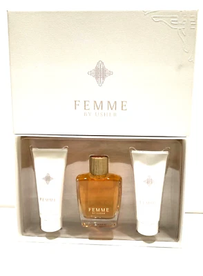 Set de regalo Usher Femme para mujer 3,4 OZ edp spray + loción corporal de 3,4 OZ + gel de baño Foto 1 de 4