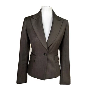 Nine West Women Polyester Blazer Size 4 Dark Green Lined Peak Collar 1 Piece - Picture 1 of 6