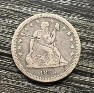 Cuarto libertad sentada 1859 - XF detalles *arañado* - Imagen 1 de 2