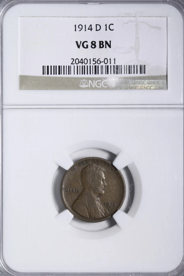 1914-D Lincoln Wheat Cent Penny NGC VG8 Key Date QANAT - Image 1 of 3