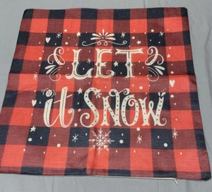 New Pillow Cover 17x17 Let Is Snow Buffalo Check - Picture 1 of 7