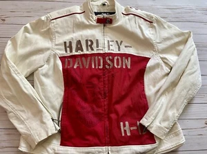 Vintage y2k Harley Davidson Women's White Jacket Size 1W XL - Picture 1 of 12