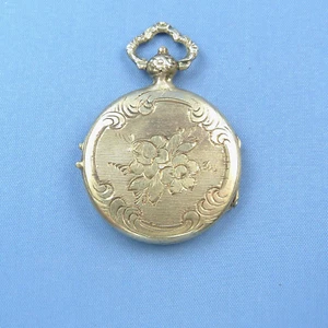 Colgante medallón victoriano de plata esterlina/reloj de bolsillo con forma de dije llavero - Imagen 1 de 7