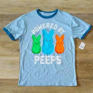 NWT Peeps Youth Graphic Ringer T-Shirt Blue Size L - Picture 1 of 6