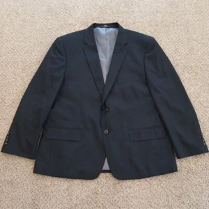 Haggar Blazer Mens 46 Short Blue Striped Polyester Blend Two Button Single Vent - Picture 1 of 12