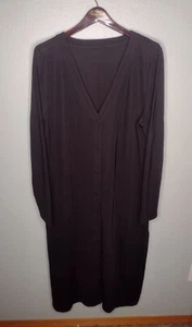 Chicos Women's Rayon Long Jacket Button Up Duster Black Minimalist Lagenlook XX - Picture 1 of 5