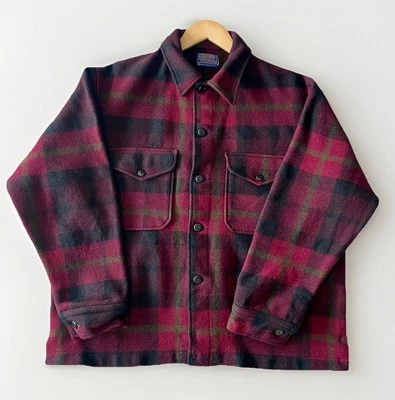 VTG Mens Red Plaid PENDLETON XL Mackinaw Cruiser Jacket | Wool Shacked Shirt - Image 1 of 4