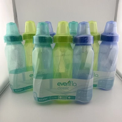 Детская бутылочка Evenflo Classic 8 унций 9 штук разных цветов без бисфенола А медленный поток - Изображение 1 из 4