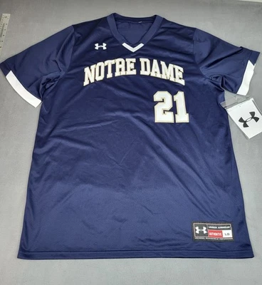 Camiseta de béisbol Under Armour Notre Dame para hombre 3X azul cuello en V 21 baches malla Foto 1 de 4