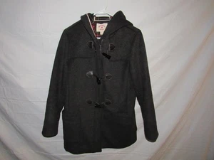 BROOKS BROTHERS RED FLEECE WOMEN'S BLACK ZIP TOGGLE HOODED JACKET PEACOAT SIZE 8 - Picture 1 of 7