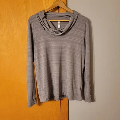 Top gris Lole LOLË para mujer talla L cuello capucha desgaste activo agujeros para el pulgar Foto 1 de 4