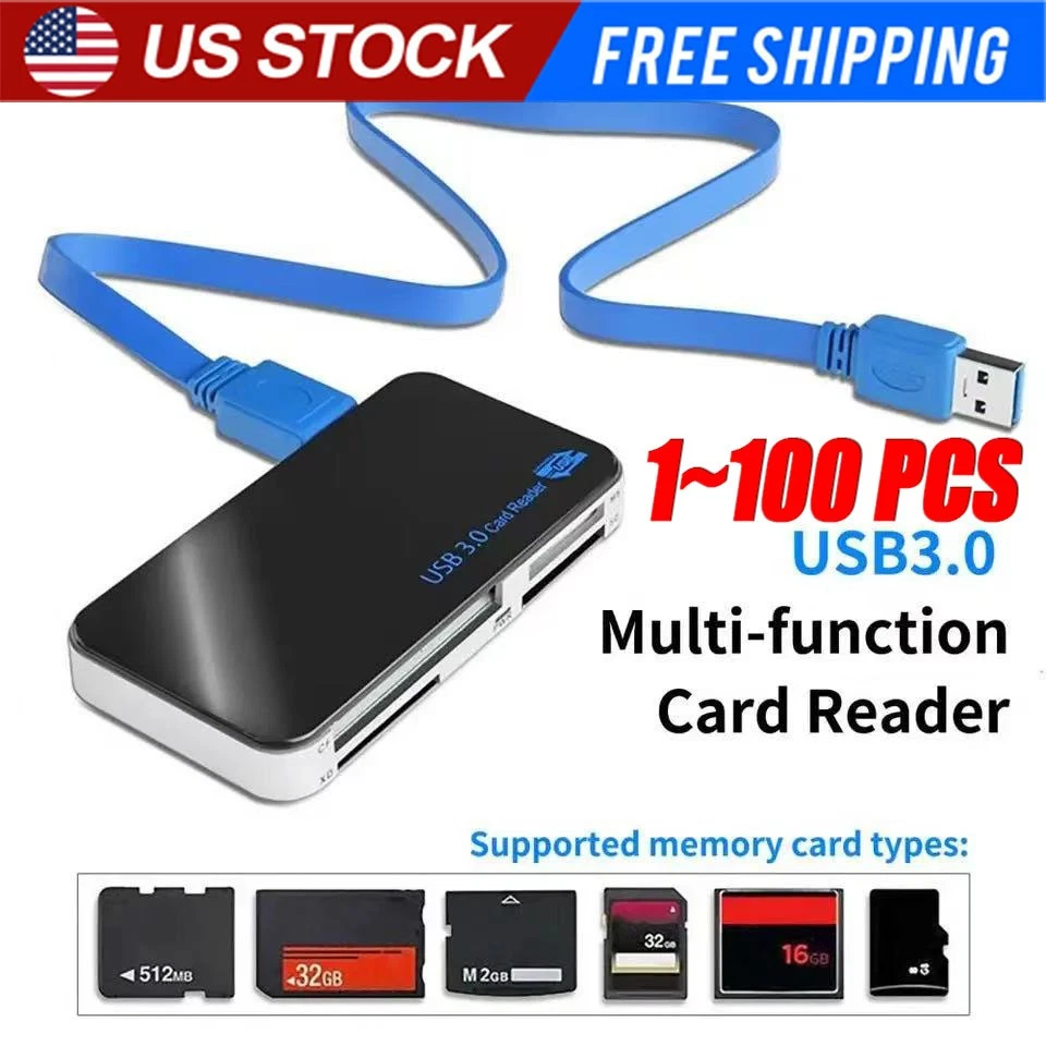 USB 3.0 Memory Card Reader Adapter 5GBPS Fit CF/TF/SD/Micro SD/XD/M2/MS Card LOT - Image 1 of 4