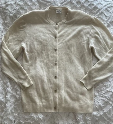 Cárdigan de cachemir Neiman Marcus marfil grande para mujer botón delantero-ver fotos Foto 1 de 4