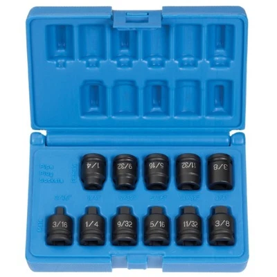 Grey Pneumatic 1211P 3/8" Standard Length Pipe Plug Impact Socket Set, 11pcs - Image 1 of 3