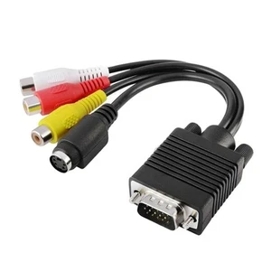 VGA to Cable Pc Monitor Adapter Televison Converter Audio Line 3RCA - Imagen 1 de 12
