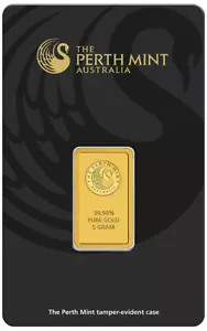 Lingots d'or Perth Mint 5 grammes d'or 9999 sous blister d'origine - Photo 1/8