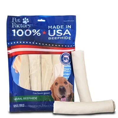 Pet Factory 100% Made in USA Beefhide 8" Rolls  Assorted Flavor Names , Sizes  - Image 1 of 4