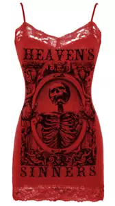 Canotta Se7en Deadly Heavens Sinners Seven scheletro gotico pizzo 2416-C - Foto 1 di 3
